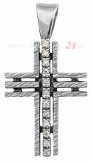 Λευκόχρυσος σταυρός Κ18 με διαμάντια 013057