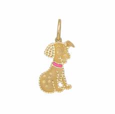 Χρυσό κρεμαστό σκυλάκι Κ14 με ροζ σμάλτο 016363