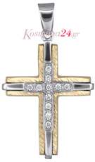 Γυναικείος σταυρός - δίχρωμος 14Κ 018237