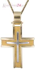 Χρυσός σταυρός K14 με αλυσίδα C019266