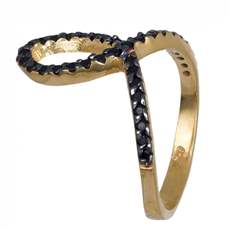 Δαχτυλίδι γυναικείο επίχρυσο 925 με μαύρες ζιργκόν 020593