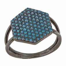 Γυναικείο δαχτυλίδι πολύγωνο με μπλε ζιργκόν 925 021152
