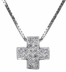 Λευκόχρυσος σταυρός με διαμαντάκια Κ18 C021699