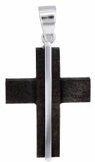 Λευκόχρυσος σταυρός με ξύλο έβενο 14Κ 021898