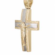 Ανδρικός δίχρωμος σταυρός με τον Εσταυρωμένο Κ14 039682