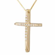 Χρυσός γυναικείος σταυρός με διαμάντια Κ18 040603