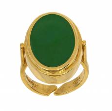 Επίχρυσο γυναικείο δαχτυλίδι 925 με πράσινο σμάλτο 042343
