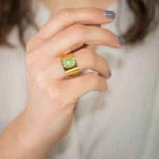 Επίχρυσο γυναικείο δαχτυλίδι 925 με Μαλαχίτη 044198