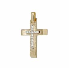 Χρυσός γυναικείος σταυρός Κ14 με ζιργκόν 047761
