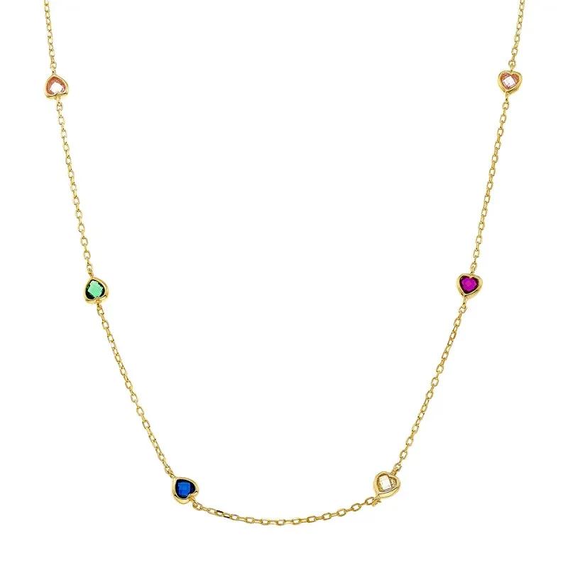 Επίχρυσο κολιέ Vogue 925 Basic με πολύχρωμες καρδιές 5715491 5715491 Ασήμι -  - 