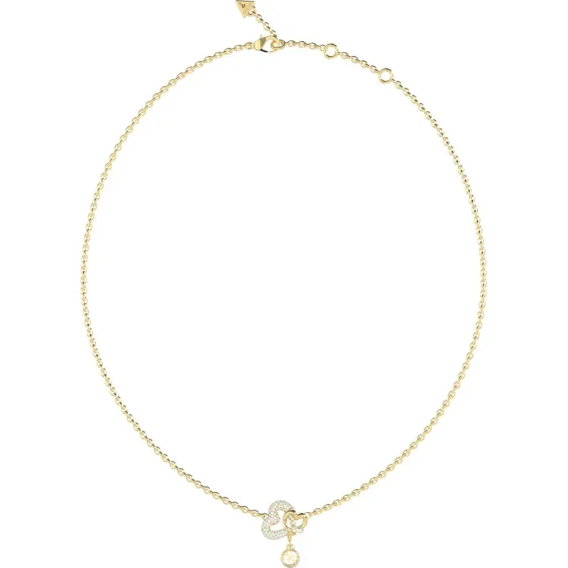 Κολιέ με διπλή καρδιά Guess Love Bites Stainless Steel JUBN06051JWYGT/U JUBN06051JWYGT/U Ατσάλι