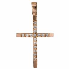 Ροζ gold σταυρός με μπριγιάν Κ18 020173