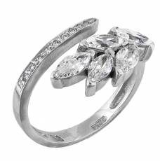 Λευκόχρυσο δαχτυλίδι Κ9 με λουλούδι από πέτρες ζιργκόν 013146