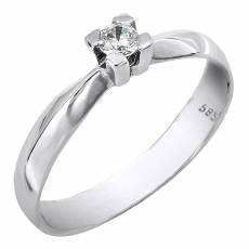Λευκόχρυσο μονόπετρο δαχτυλίδι 14 καράτια 002134