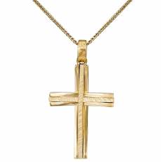 Χρυσός σταυρός Κ14 σετ με αλυσίδα C002537