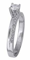 Μονόπετρο δαχτυλίδι λευκόχρυσο με διαμάντια 18Κ 012463