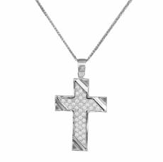 Λευκόχρυσος γυναικείος σταυρός με καδένα Κ9 C012648