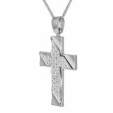 Λευκόχρυσος γυναικείος σταυρός με καδένα Κ9 C012648