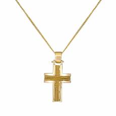 Ανδρικός χρυσός σταυρός Κ18 με αλυσίδα 014119C