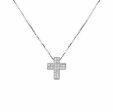 Λευκόχρυσος σταυρός Κ18 με διαμάντια μπριγιάν 015581