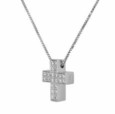 Λευκόχρυσος σταυρός Κ18 με διαμάντια μπριγιάν 015581