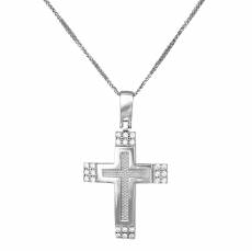 Βαπτιστικός λευκόχρυσος σταυρός Κ14 με αλυσίδα C016175