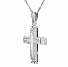 Βαπτιστικός λευκόχρυσος σταυρός Κ14 με αλυσίδα C016175