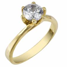 Χρυσό μονόπετρο δαχτυλίδι Κ14 016254