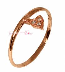 Δαχτυλίδι ροζ gold K14 με κρεμαστή καρδιά 016682