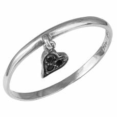 λευκόχρυσο δαχτυλίδι Κ14 με κρεμαστή καρδούλα 016684