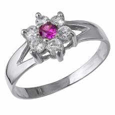 Λευκόχρυσο δαχτυλίδι Κ9 με ροζ πέτρα 016761