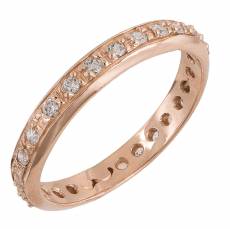 Ροζ χρυσό δαχτυλίδι Κ14 ολόπετρο 020761