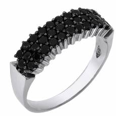 Λευκόχρυσο δαχτυλίδι με μαύρες ζιργκόν Κ14 021301