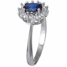 Λευκόχρυσο δαχτυλίδι - ροζέτα με μπλε ζιργκόν 14Κ 021629