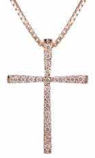 Ροζ gold σταυρός με διαμάντια Κ18 021729