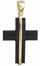 Χρυσος σταυρός με ξύλο έβενο 14Κ 021910