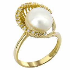 Χρυσό γυναικείο δαχτυλίδι Κ14 με μαργαριτάρι 14Κ 022035