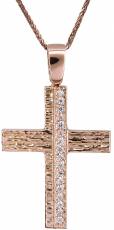 Γυναικείος ροζ gold σταυρός 14Κ C022150