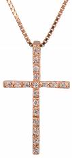 Ροζ χρυσός σταυρός με διαμάντια 18Κ 022596