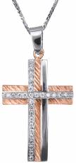Γυναικείος δίχρωμος σταυρός με αλυσίδα Κ14 C023367