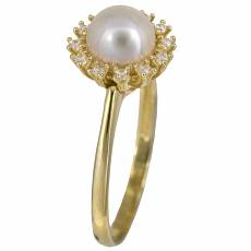 Δαχτυλίδι με μαργαριτάρι σε ροζέτα χρυσό Κ14 023902