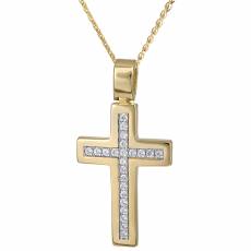Γυναικείος χρυσός σταυρός Κ14 με αλυσίδα 024284C