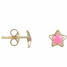 Χρυσά παιδικά σκουλαρίκια ροζ αστέρι Κ14 024331