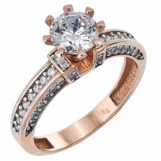 Ροζ χρυσό μονόπετρο δαχτυλίδι Κ14 024379