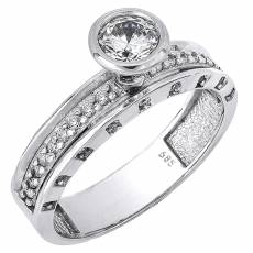 Λευκόχρυσο μονόπετρο δαχτυλίδι Κ14 024385