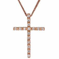 Ροζ gold γυναικείος σταυρός με καδένα 024427C