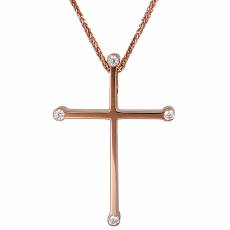Γυναικείος ροζ gold σταυρός με αλυσίδα 024432C