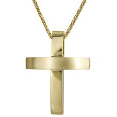 Χρυσός σταυρός με καδένα 14Κ 024558C