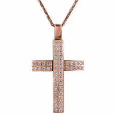Ροζ gold γυναικείος σταυρός πετράτος 14Κ 024565C