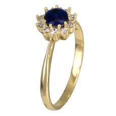 Δαχτυλίδι χρυσό Κ14 ροζέτα με μπλε ζιργκόν 024625